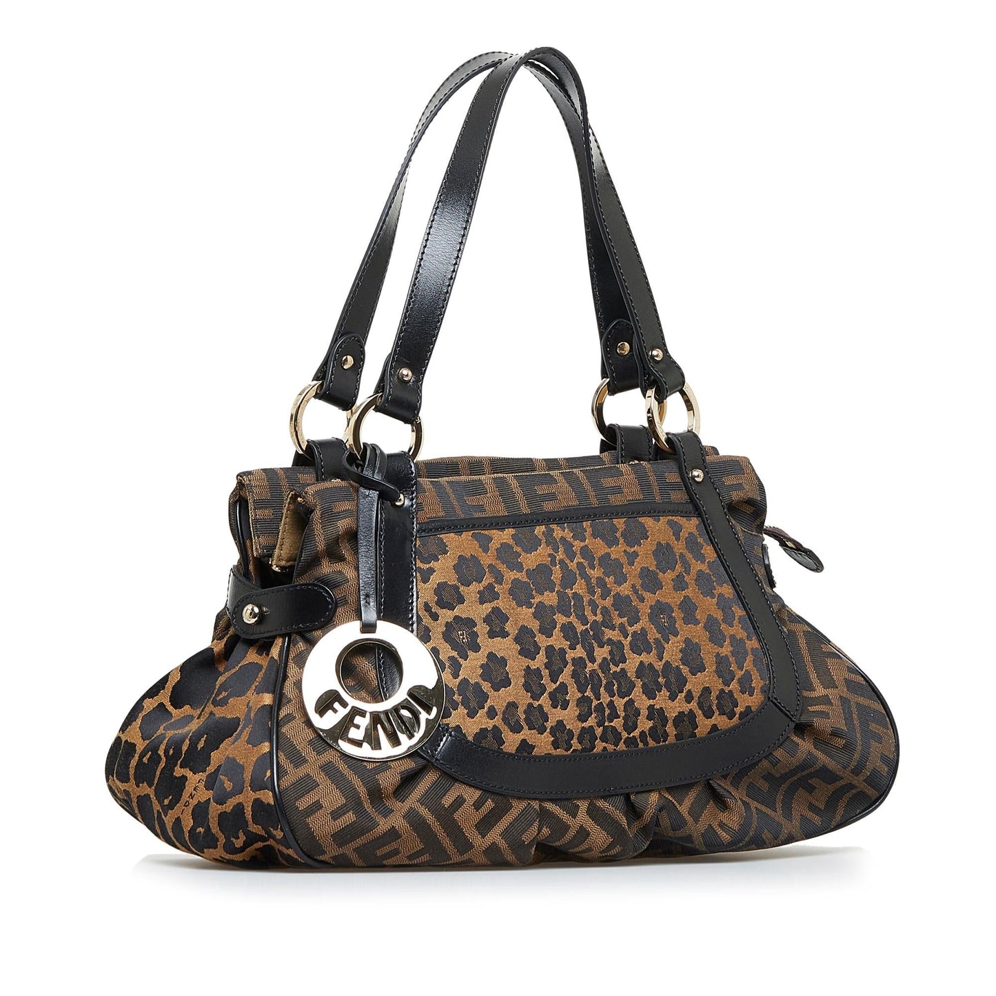 Luxury FendiZucca Chef Leopard Shoulder Bag (SHG-nwsCum)