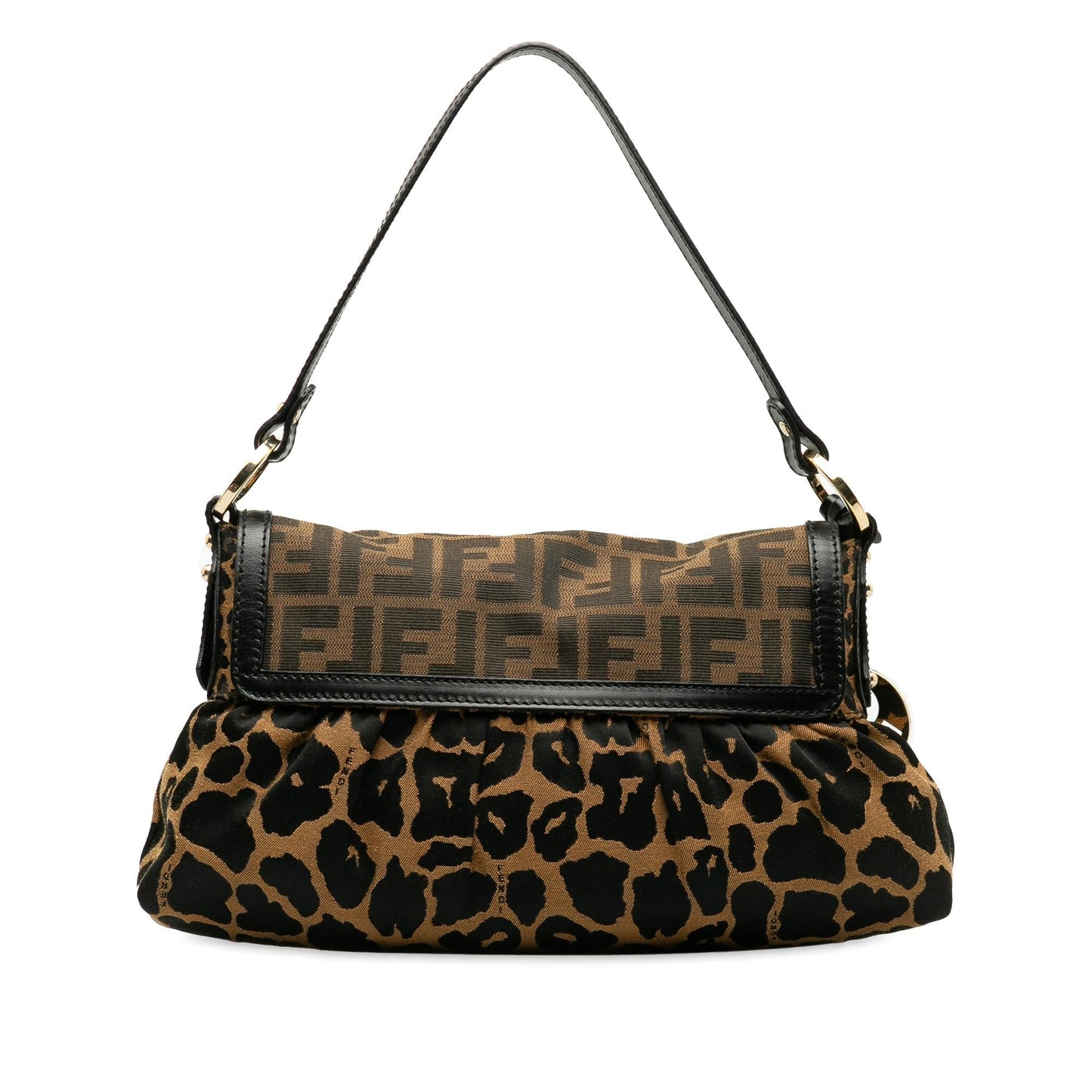 Luxury FendiZucca Chef Leopard Shoulder Bag (SHG-BxdWir)