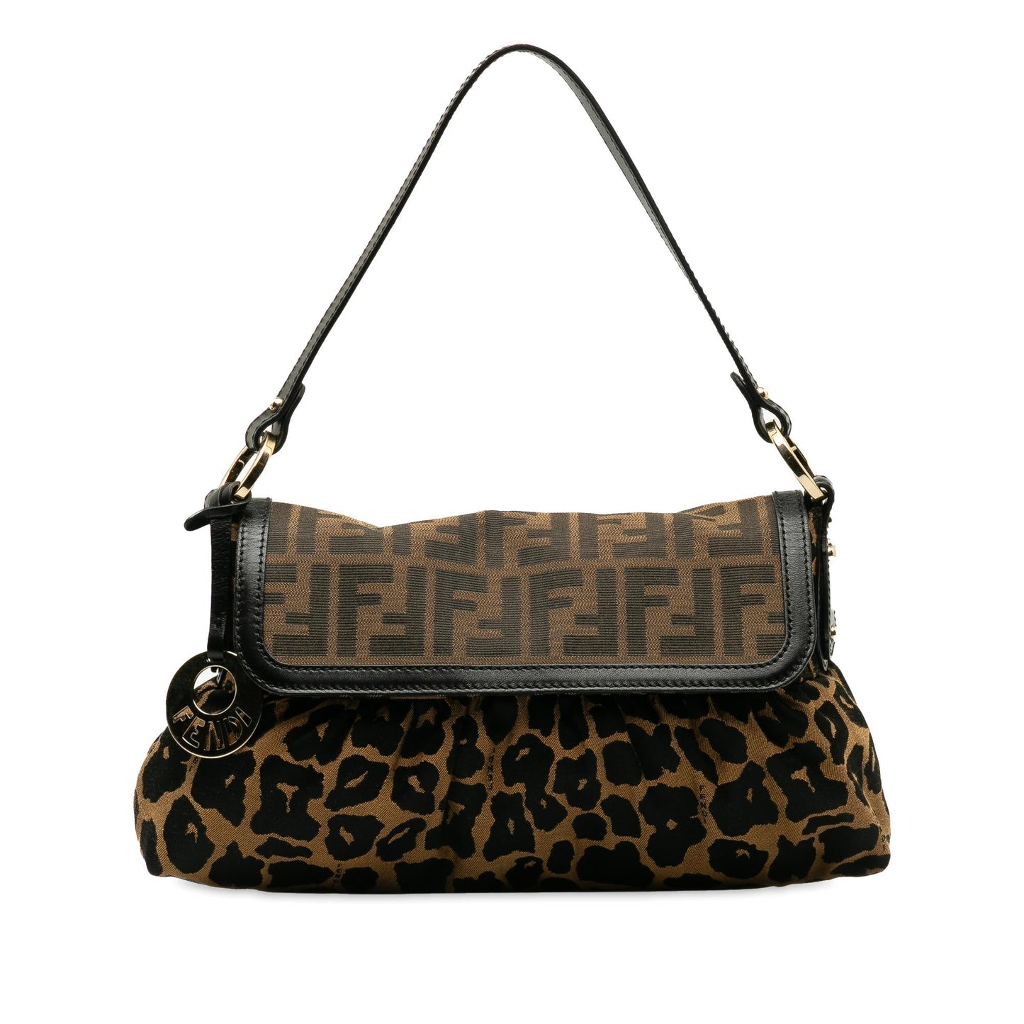 Luxury FendiZucca Chef Leopard Shoulder Bag (SHG-BxdWir)