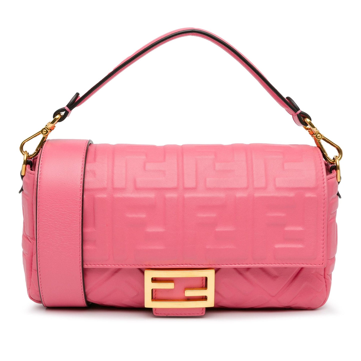 Luxury FendiZucca Embossed Baguette Satchel (SHG-PnP7Su)