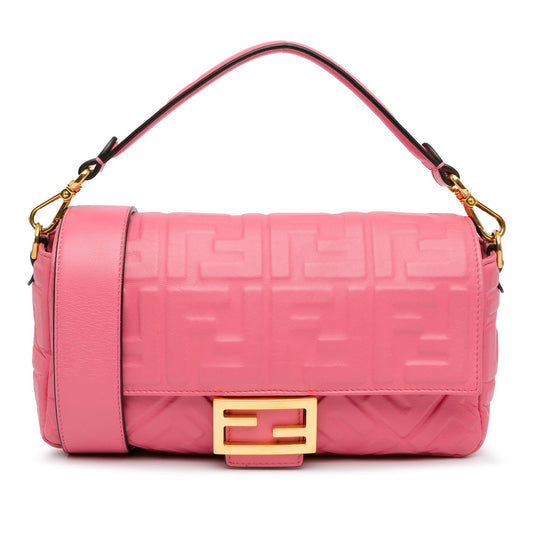 Luxury FendiZucca Embossed Baguette Satchel (SHG-PnP7Su)