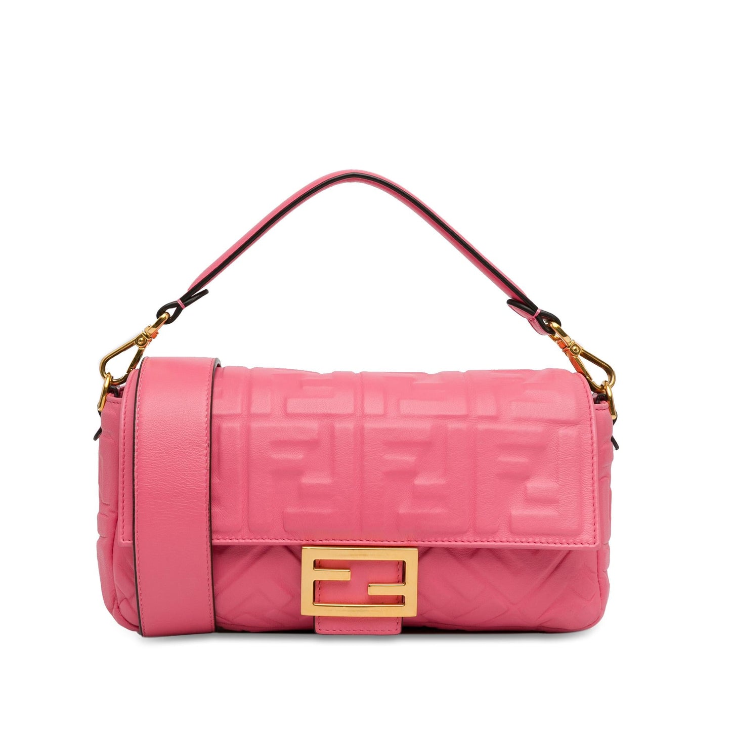 Luxury FendiZucca Embossed Baguette Satchel (SHG-dNovMe)
