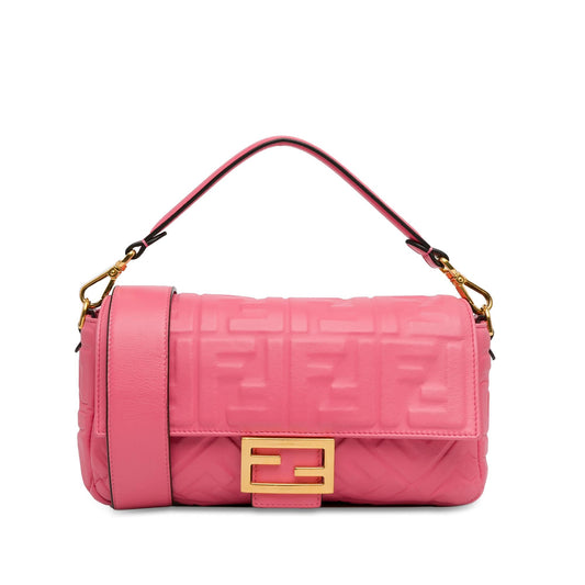 Luxury FendiZucca Embossed Baguette Satchel (SHG-dNovMe)