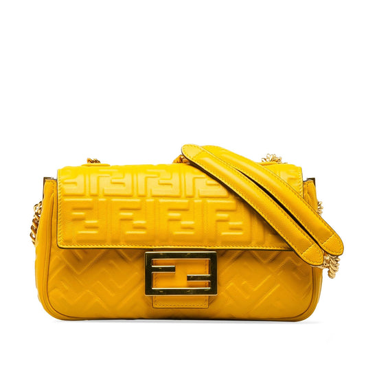 Luxury FendiZucca Embossed Chain Midi Baguette (SHG-eLWxI9)