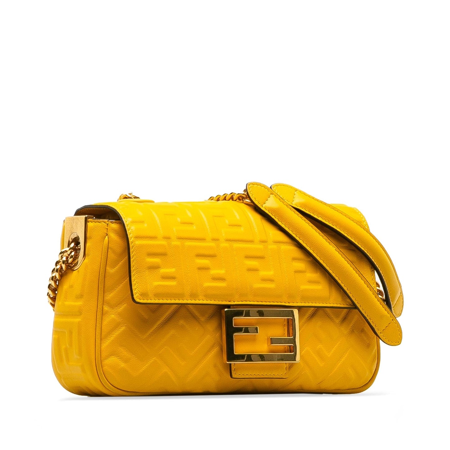 Luxury FendiZucca Embossed Chain Midi Baguette (SHG-0ukIAR)