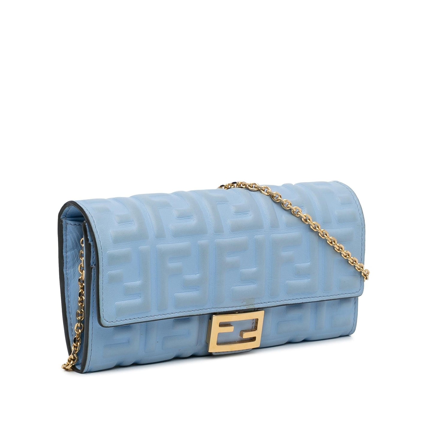 Luxury FendiZucca Embossed Leather Wallet on Chain (SHG-KieunS)