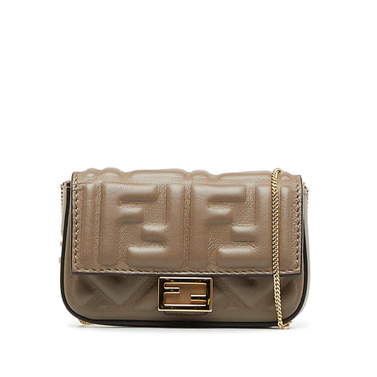 Luxury FendiZucca Embossed Nano Baguette Charm (SHG-5xIQXU)