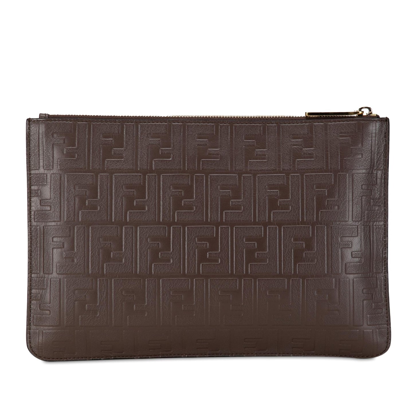 Luxury FendiZucca Embossed Zip Pouch (SHG-pMFnGr)