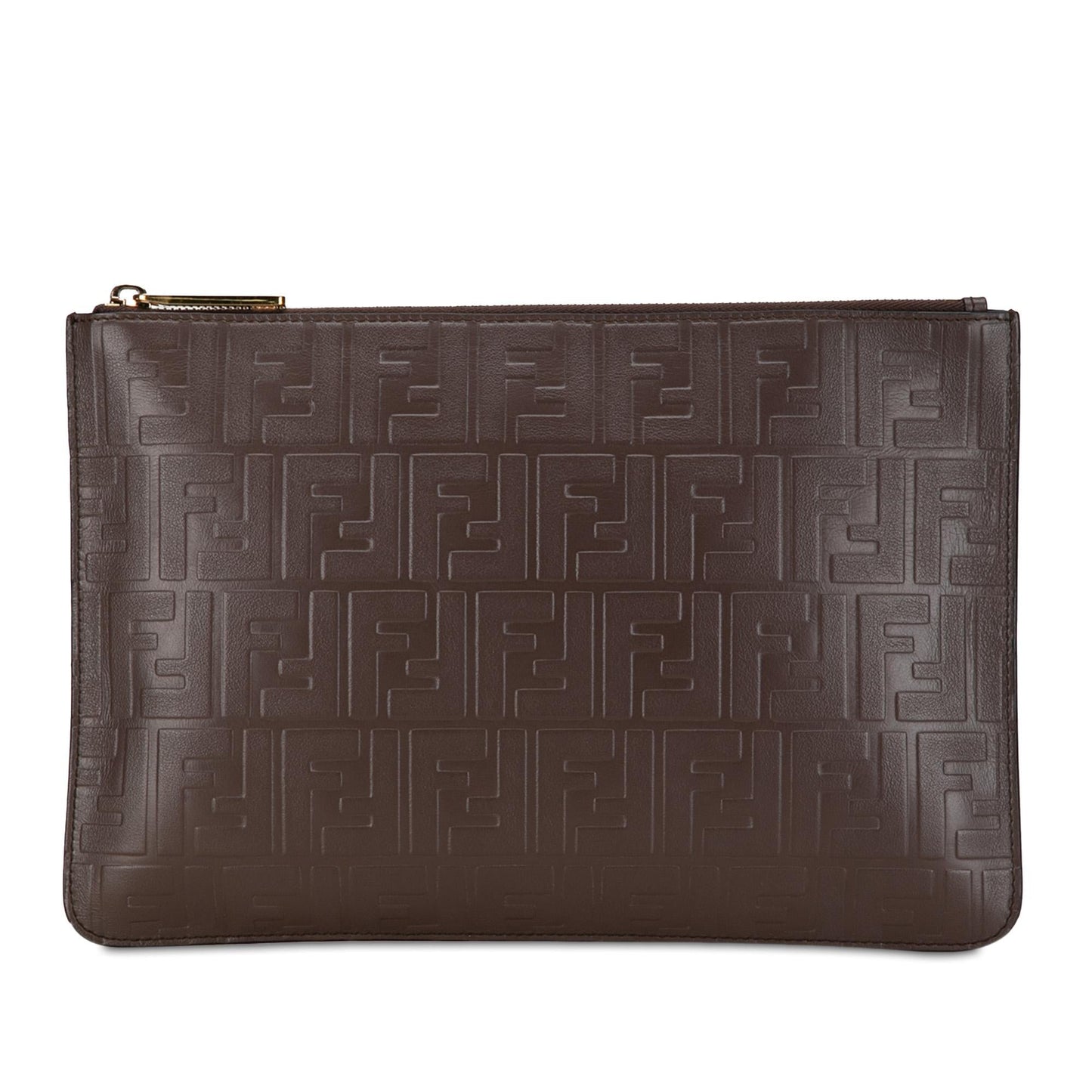 Luxury FendiZucca Embossed Zip Pouch (SHG-pMFnGr)
