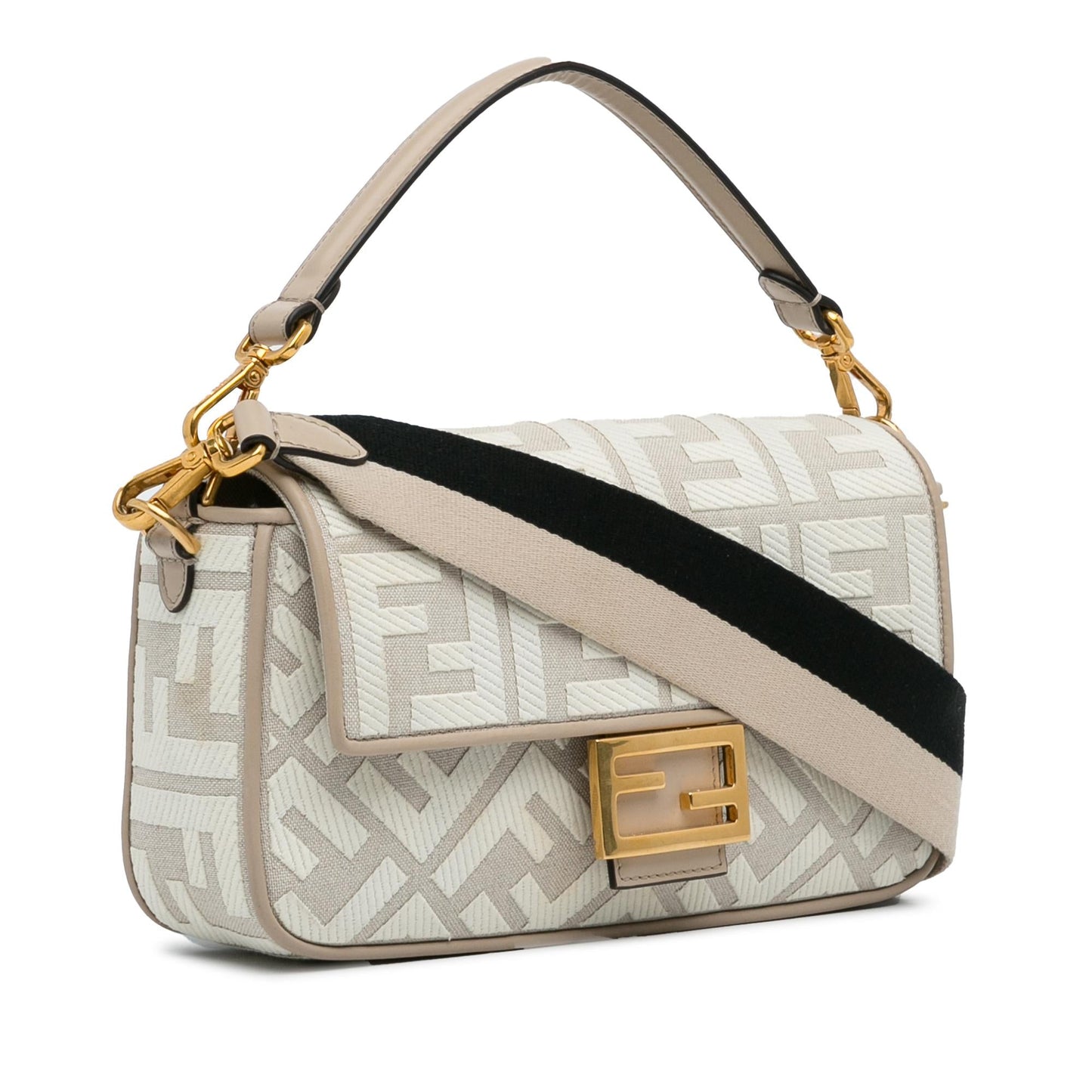 Luxury FendiZucca Embroidered Baguette Satchel (SHG-8kCI03)
