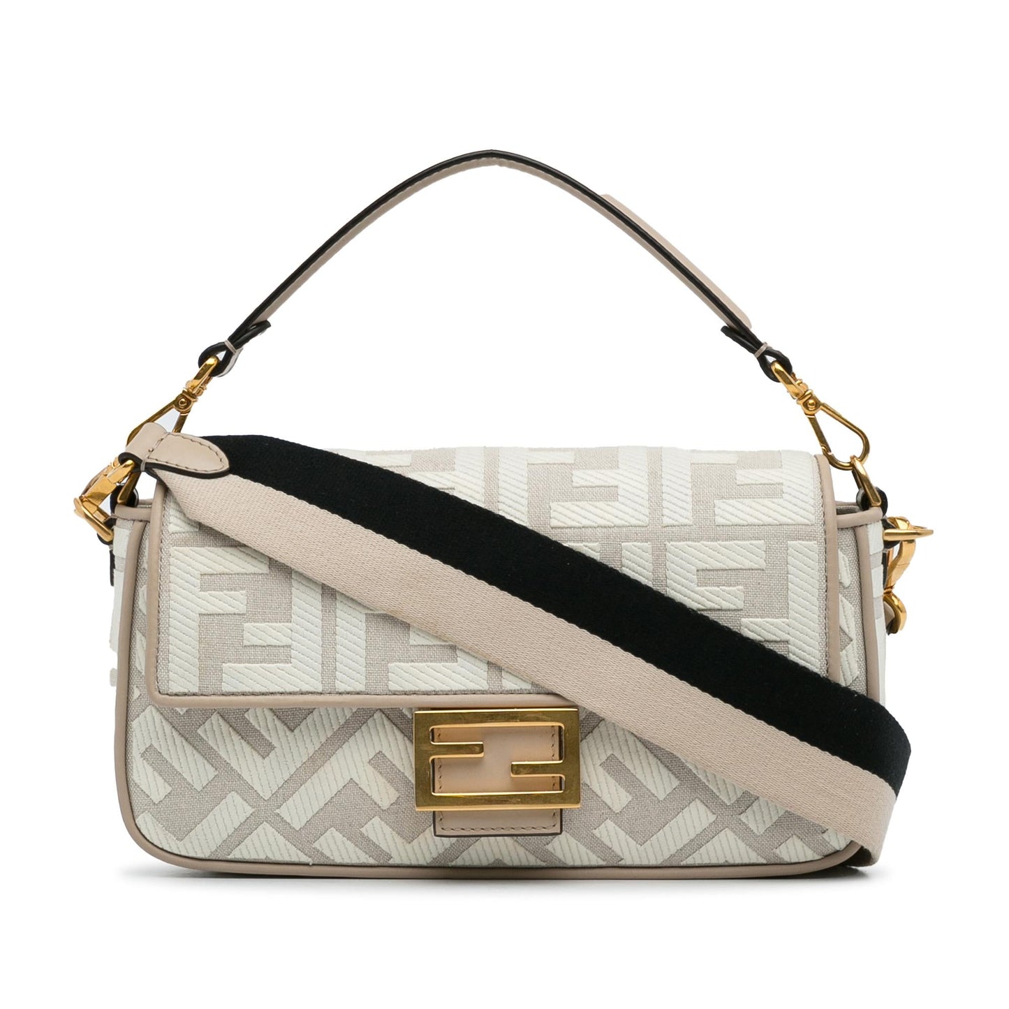 Luxury FendiZucca Embroidered Baguette Satchel (SHG-8kCI03)