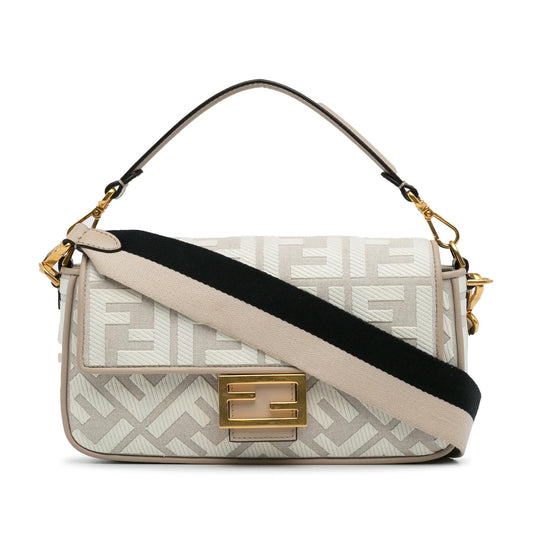 Luxury FendiZucca Embroidered Baguette Satchel (SHG-8kCI03)