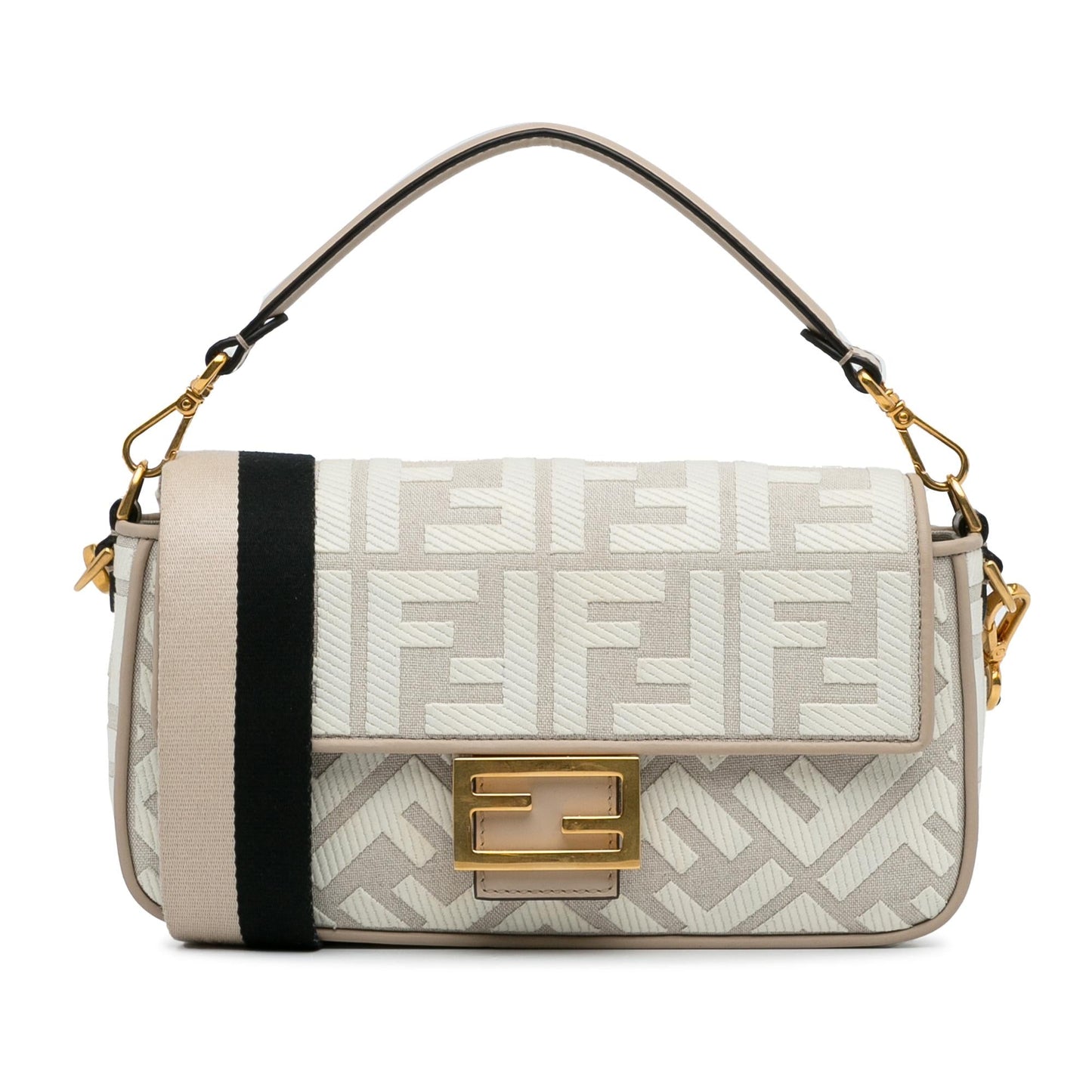 Luxury FendiZucca Embroidered Baguette Satchel (SHG-8kCI03)