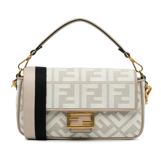 Luxury FendiZucca Embroidered Baguette Satchel (SHG-8kCI03)