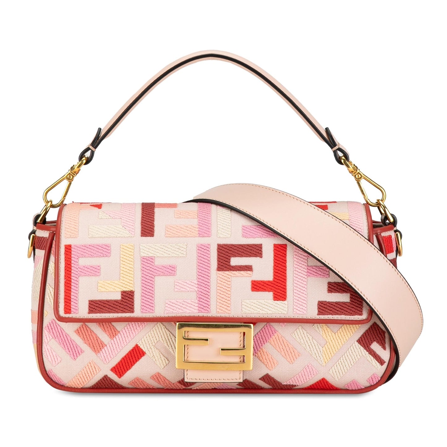 Luxury FendiZucca Embroidered Baguette Satchel (SHG-PGUpqD)