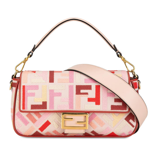Luxury FendiZucca Embroidered Baguette Satchel (SHG-PGUpqD)