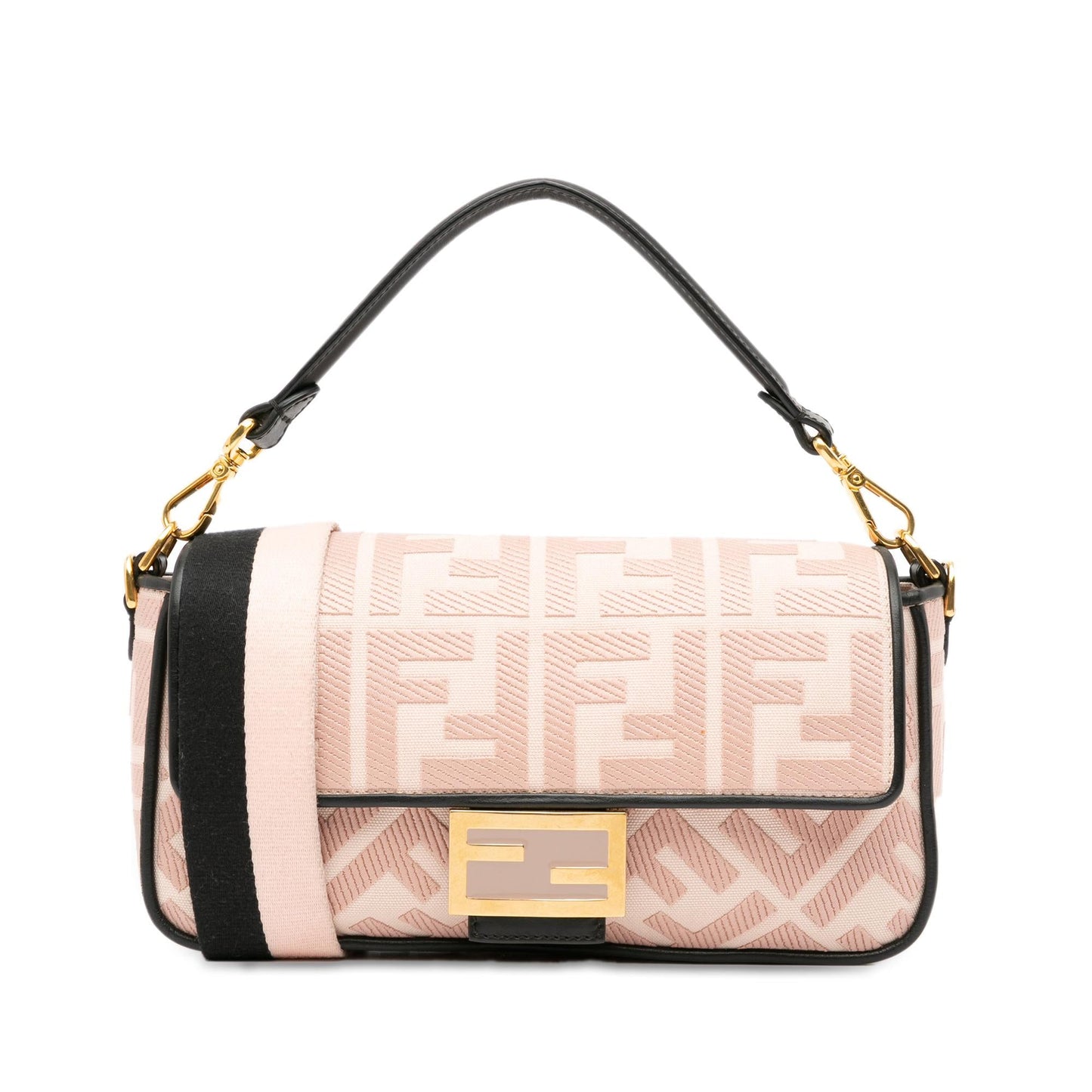 Luxury FendiZucca Embroidered Baguette Satchel (SHG-5WGn2V)