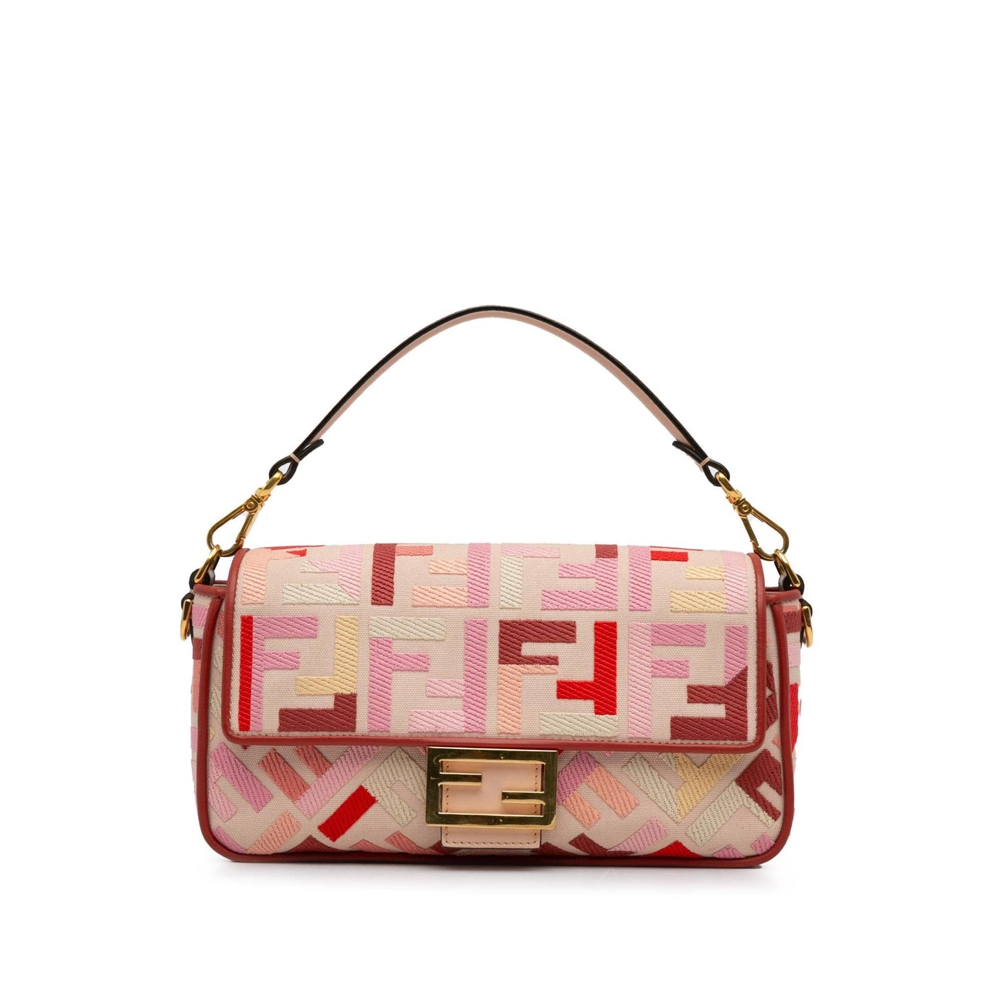 Luxury FendiZucca Embroidered Baguette Satchel (SHG-WloGCz)