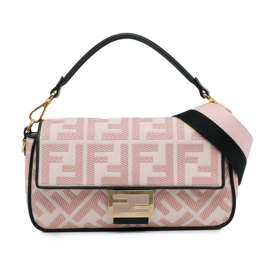 Luxury FendiZucca Embroidered Baguette Satchel (SHG-3Y1aJA)