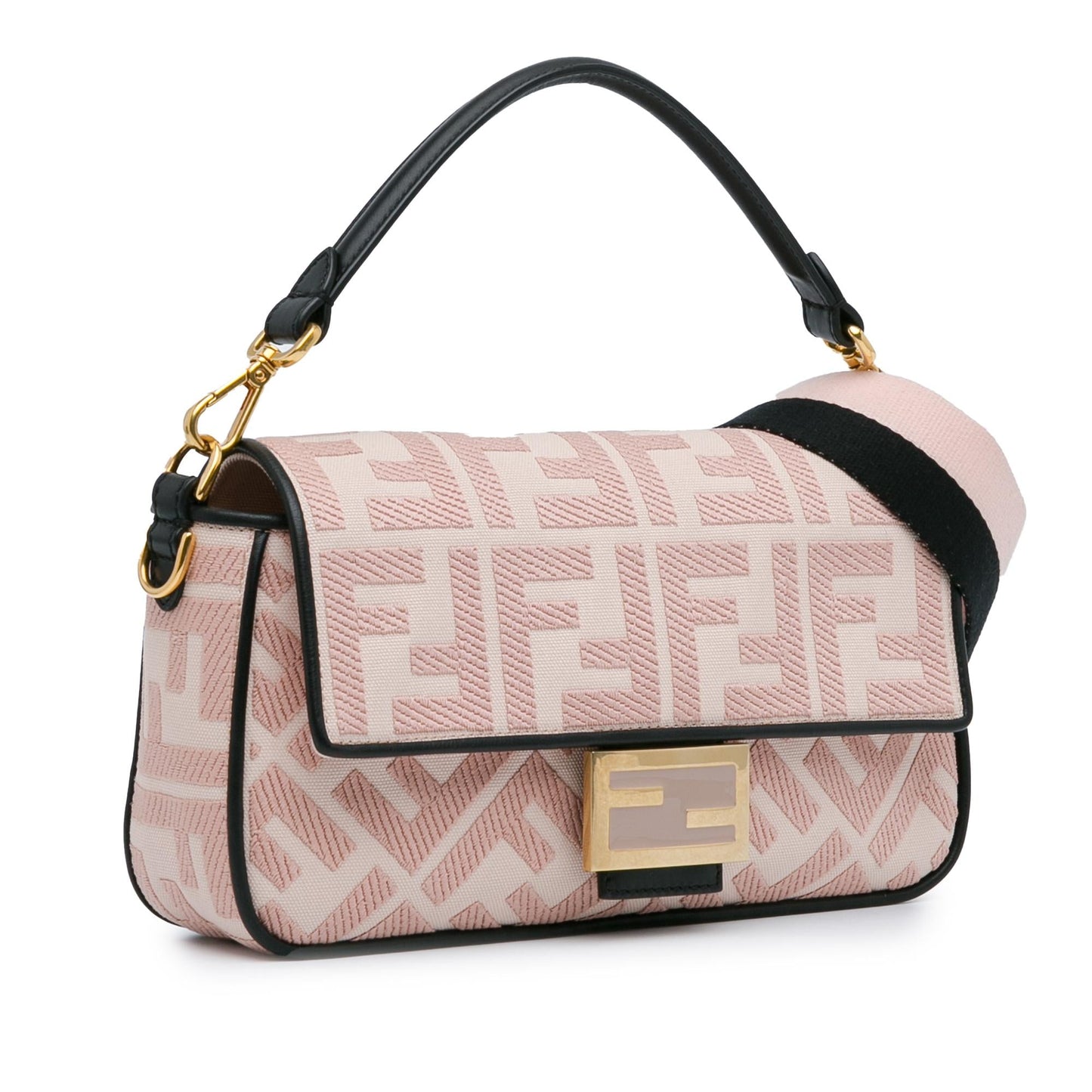Luxury FendiZucca Embroidered Baguette Satchel (SHG-3Y1aJA)