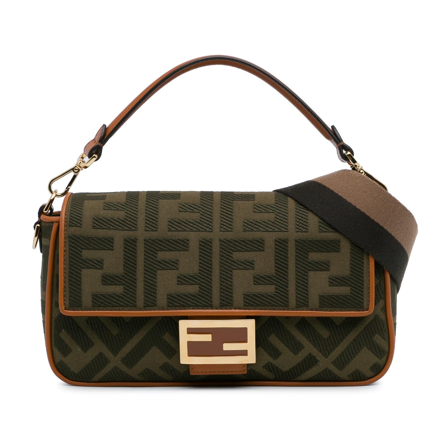 Luxury FendiZucca Embroidered Baguette Satchel (SHG-DLYg5k)