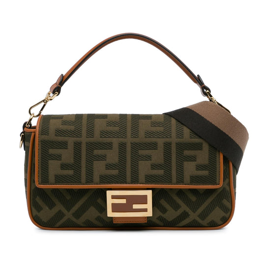Luxury FendiZucca Embroidered Baguette Satchel (SHG-DLYg5k)