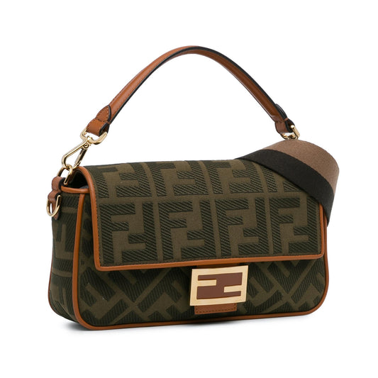 Luxury FendiZucca Embroidered Baguette Satchel (SHG-DLYg5k)