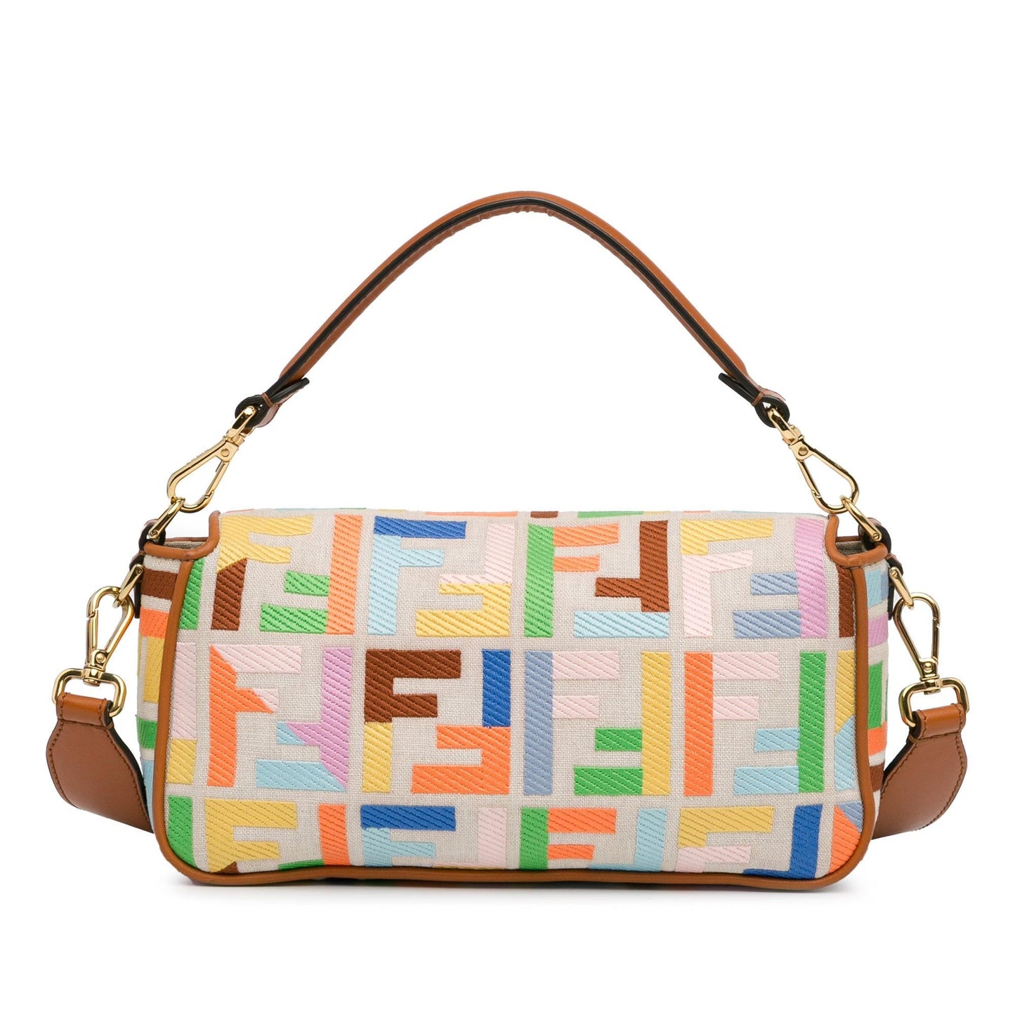 Luxury FendiZucca Embroidered Canvas Baguette Satchel (SHG-iZ39pU)