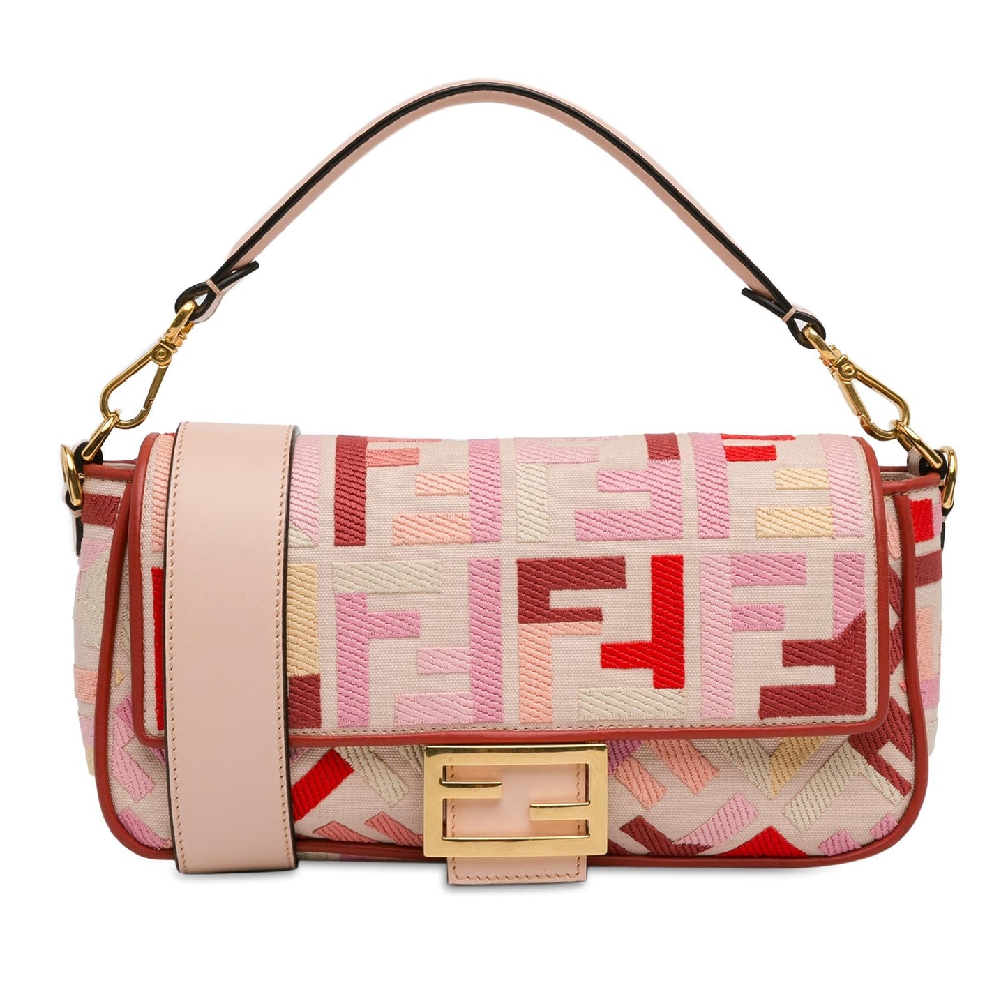 Luxury FendiZucca Embroidered Canvas Baguette Satchel (SHG-Rvfwx2)