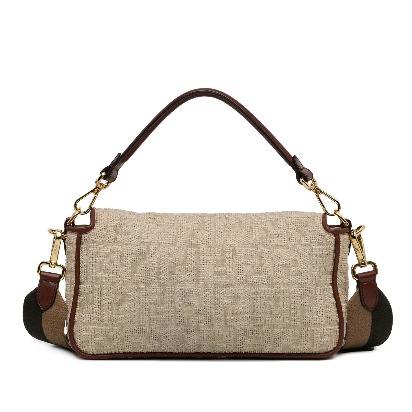 Luxury FendiZucca Embroidered Canvas Baguette Satchel (SHG-EhV62g)