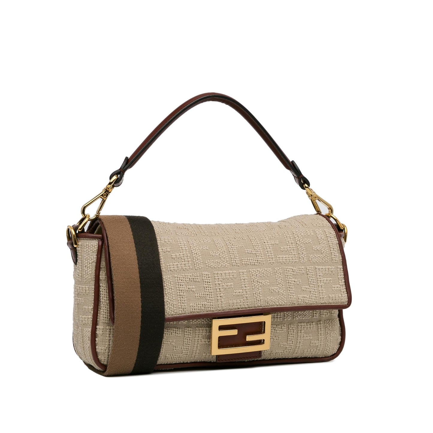 Luxury FendiZucca Embroidered Canvas Baguette Satchel (SHG-EhV62g)