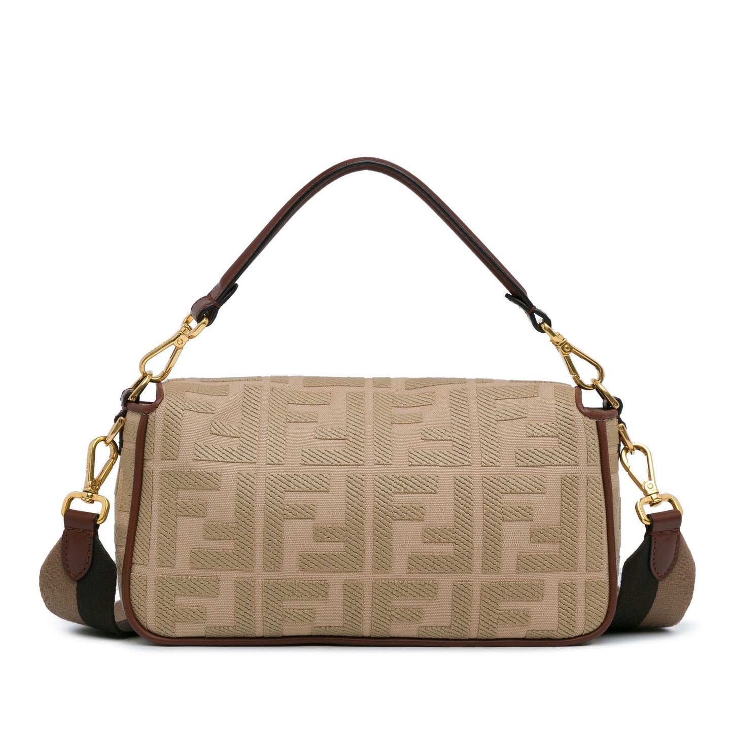 Luxury FendiZucca Embroidered Canvas Baguette Satchel (SHG-62z4Da)