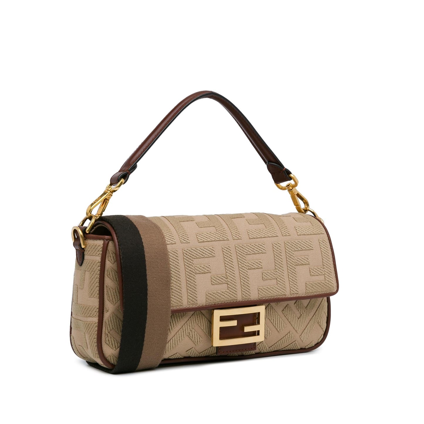 Luxury FendiZucca Embroidered Canvas Baguette Satchel (SHG-62z4Da)