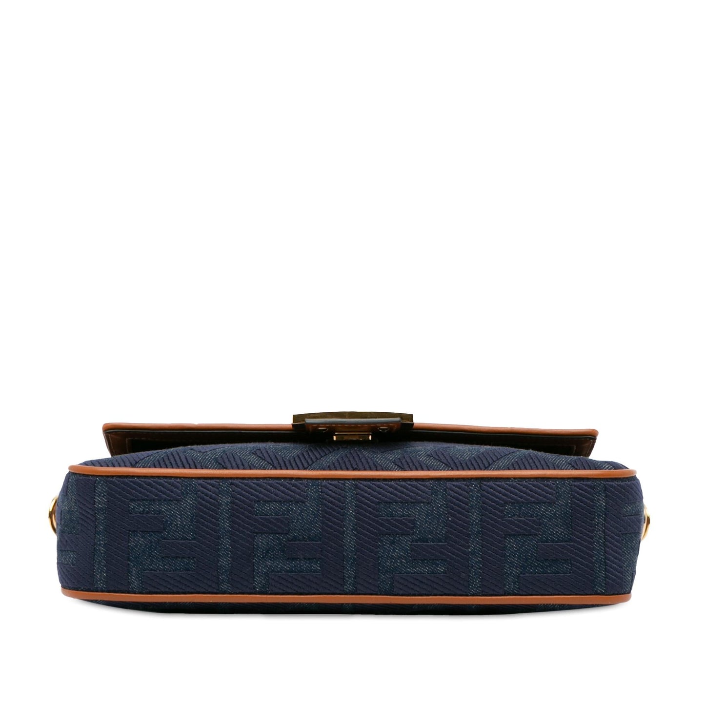 Luxury FendiZucca Embroidered Denim Baguette Satchel (SHG-oiAEAB)