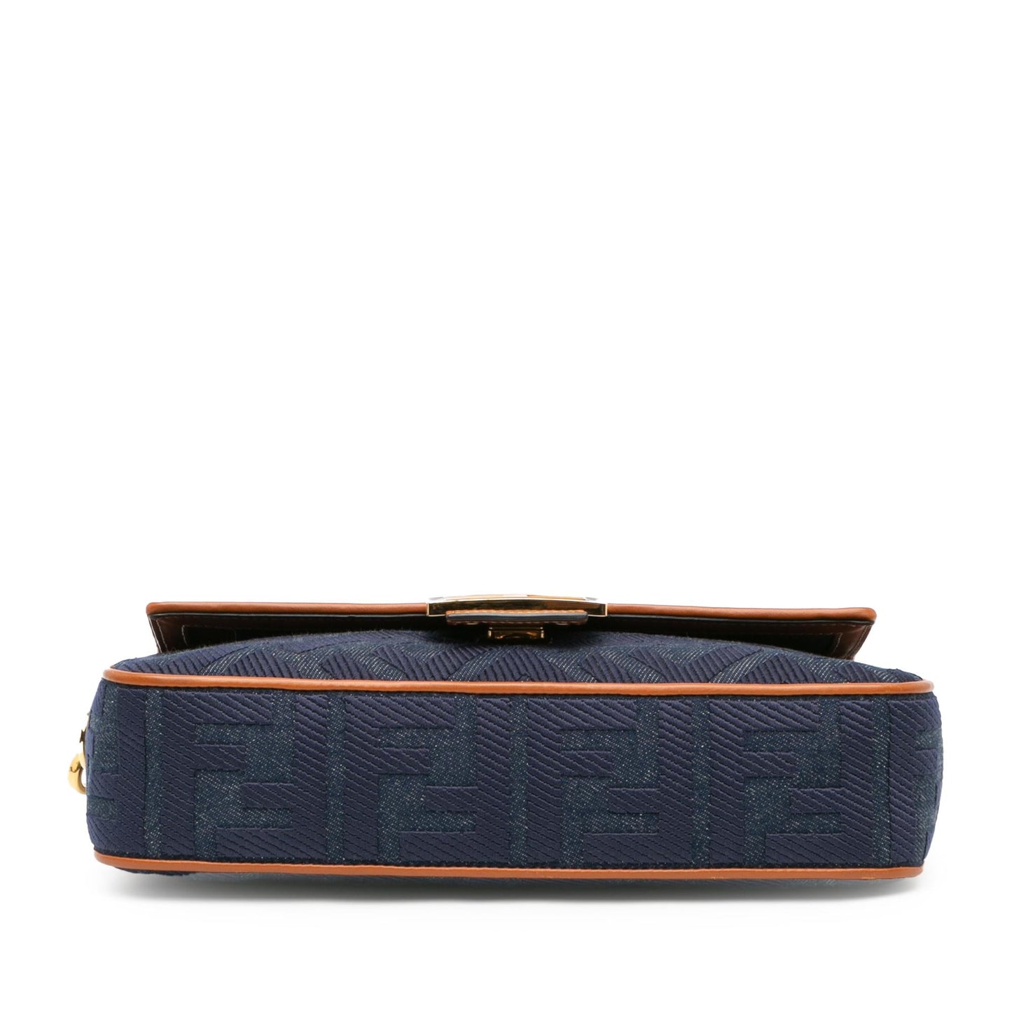 Luxury FendiZucca Embroidered Denim Baguette Satchel (SHG-1q9dga)