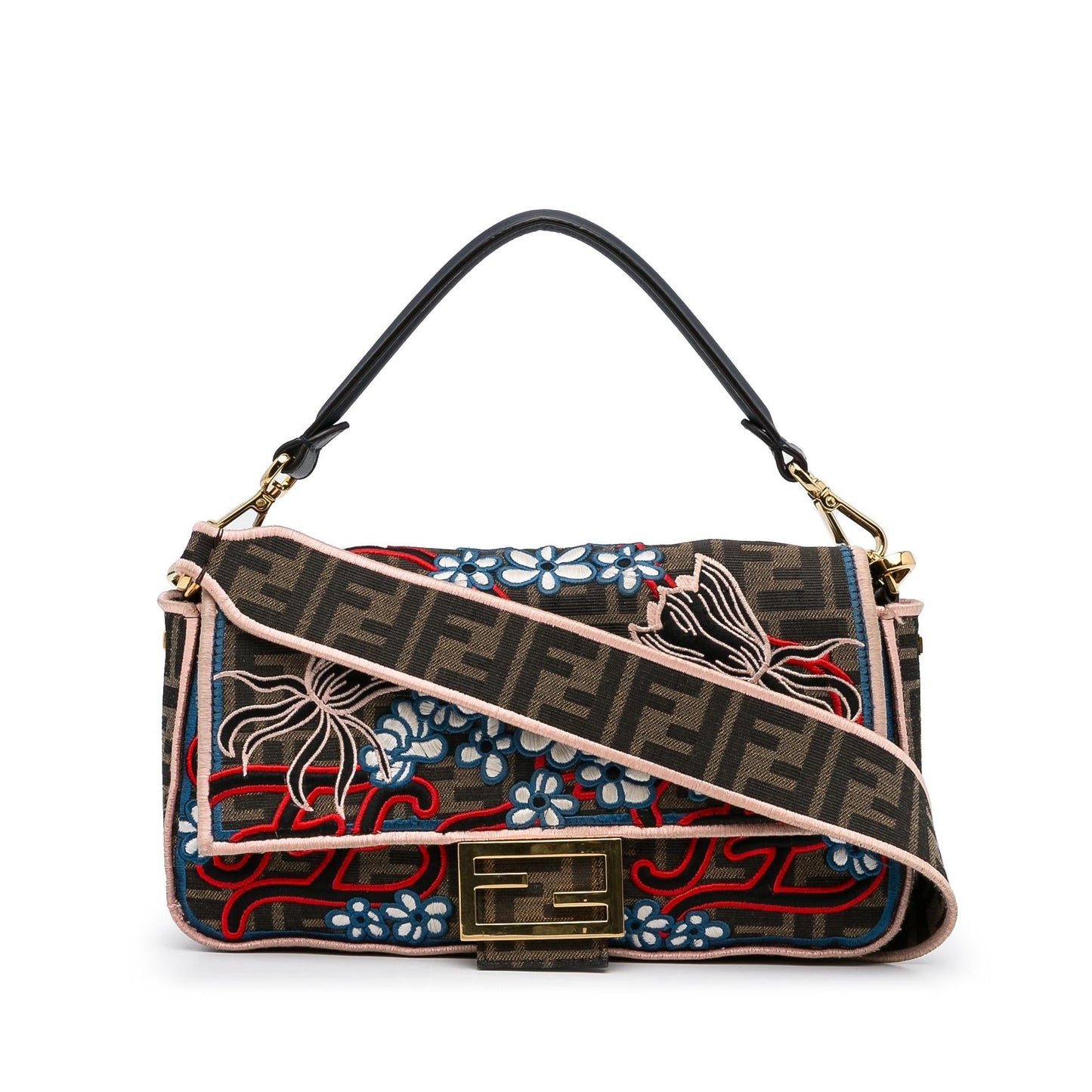 Luxury FendiZucca Embroidered Karligraphy Baguette (SHG-tbdDOJ)