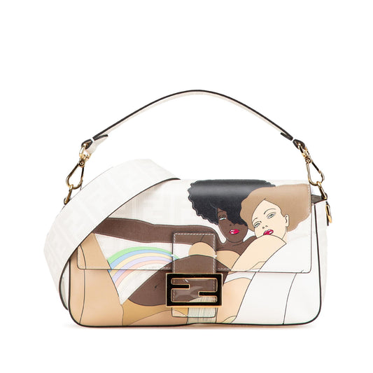Luxury FendiZucca Graphic Print Coated Canvas Bikini Girls Baguette Satchel (SHG-c5yQoj)