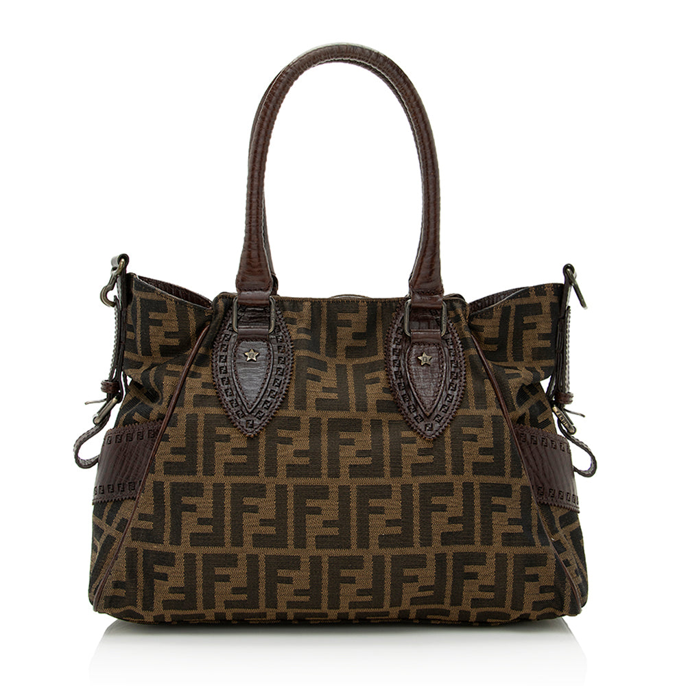 Luxury FendiZucca Leather Du Jour Small Tote (SHF-21714)