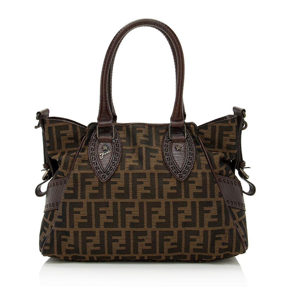 Luxury FendiZucca Leather Du Jour Small Tote (SHF-21714)