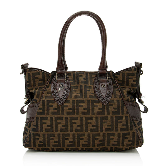 Luxury FendiZucca Leather Du Jour Small Tote (SHF-21714)