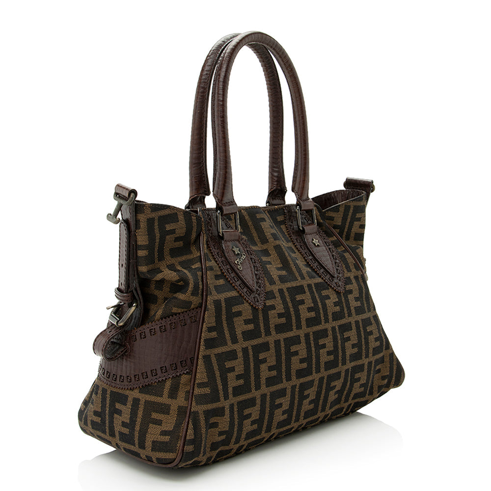 Luxury FendiZucca Leather Du Jour Small Tote (SHF-21714)