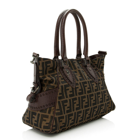 Luxury FendiZucca Leather Du Jour Small Tote (SHF-21714)