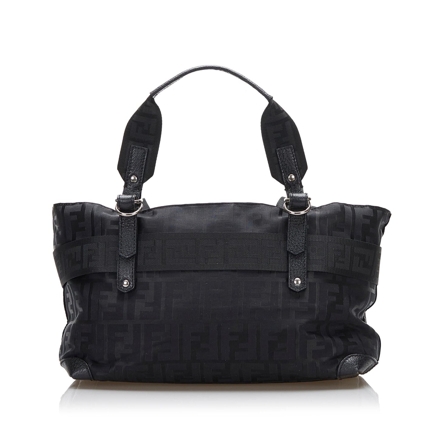 Luxury FendiZucca Nylon Zip Code Handbag (SHG-y6NeOn)