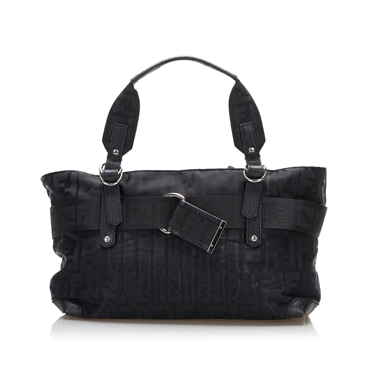 Luxury FendiZucca Nylon Zip Code Handbag (SHG-y6NeOn)