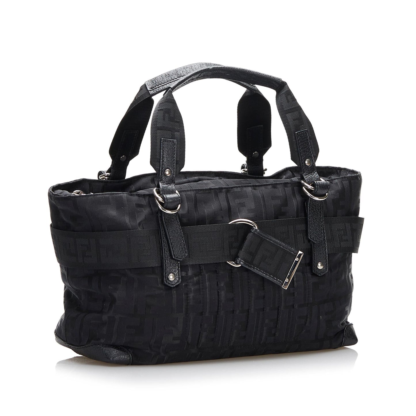 Luxury FendiZucca Nylon Zip Code Handbag (SHG-y6NeOn)