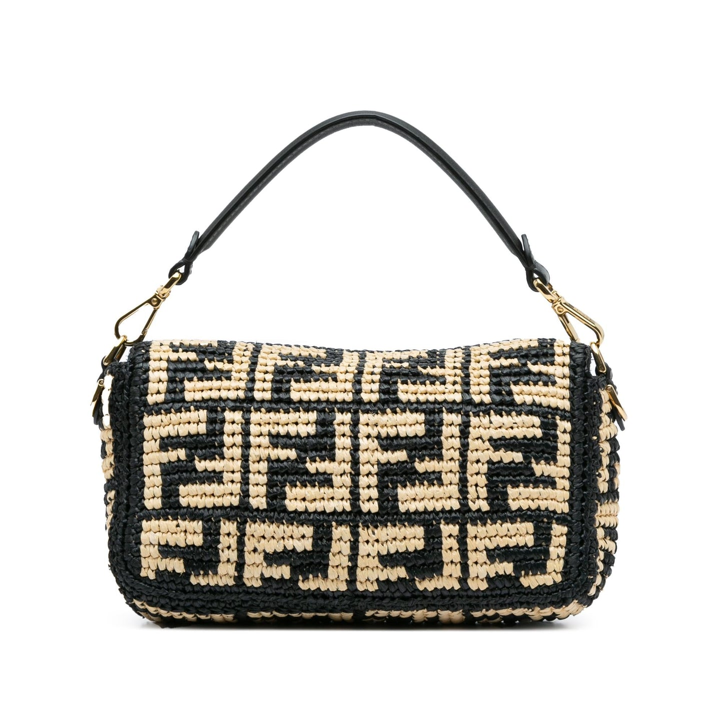 Luxury FendiZucca Raffia Baguette Satchel (SHG-nNJ0YF)
