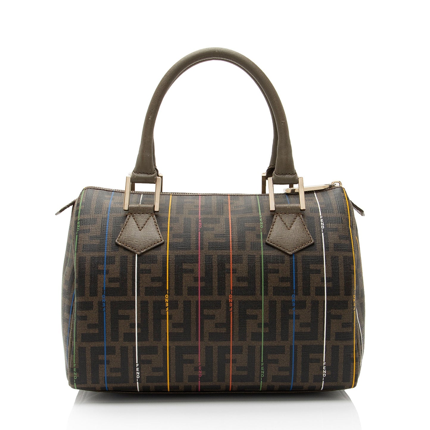 Luxury FendiZucca Striped Boston Bag (SHF-r1Jr6D)