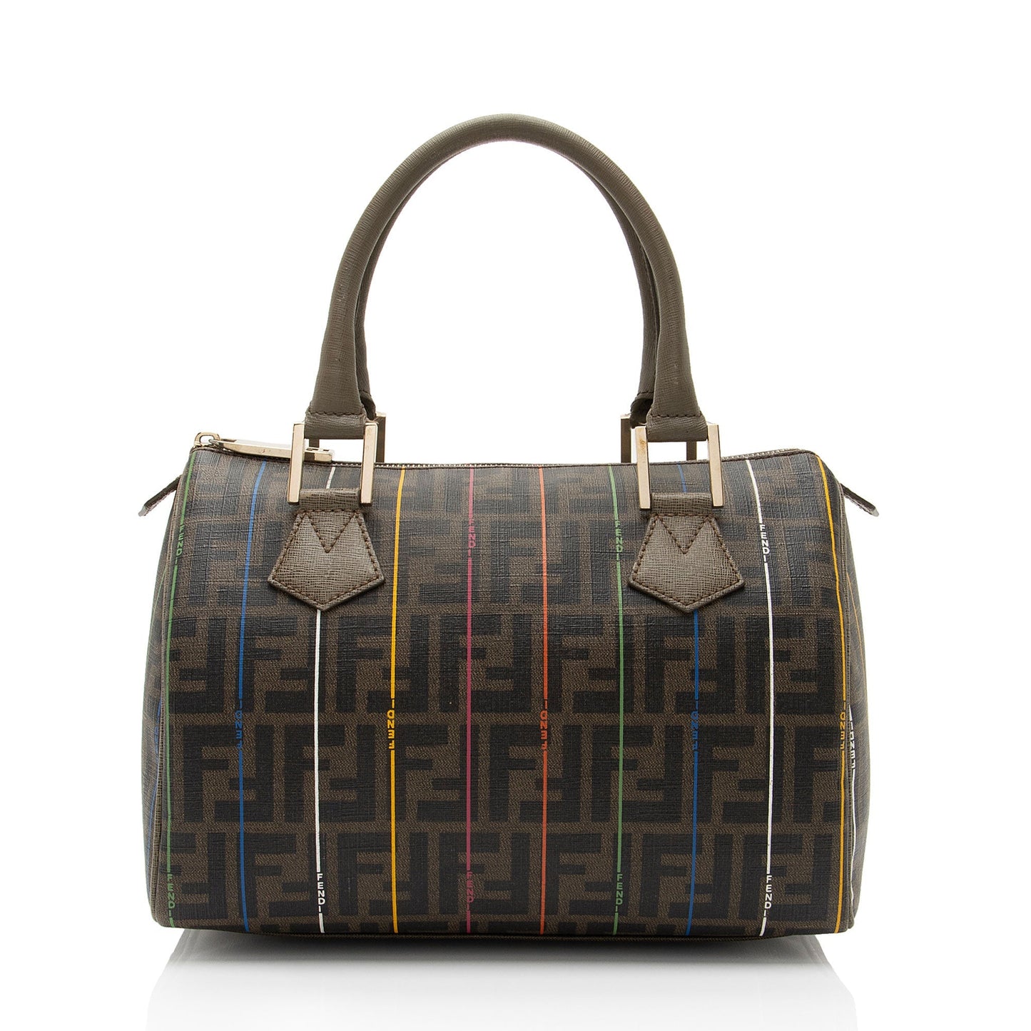 Luxury FendiZucca Striped Boston Bag (SHF-r1Jr6D)