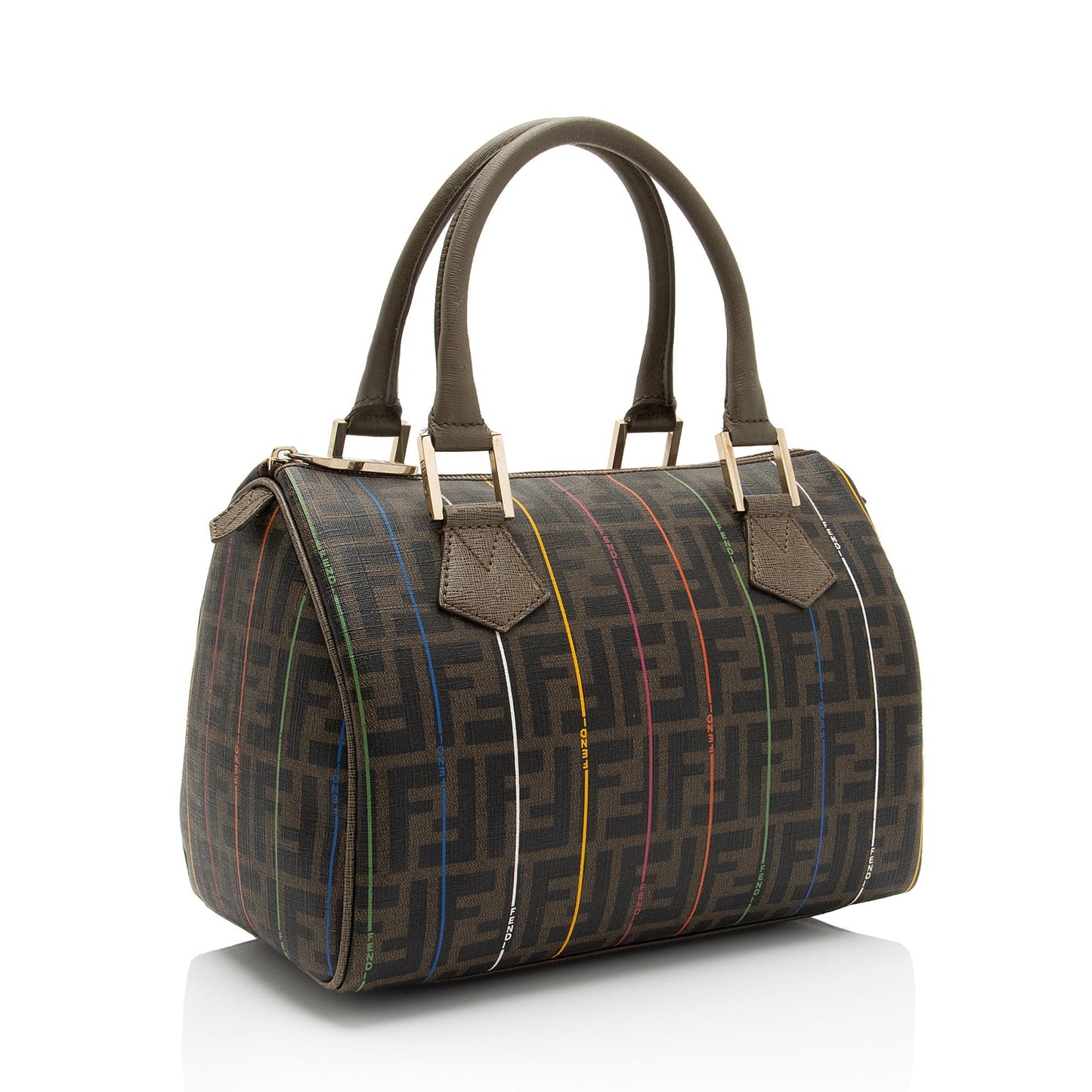 Luxury FendiZucca Striped Boston Bag (SHF-r1Jr6D)