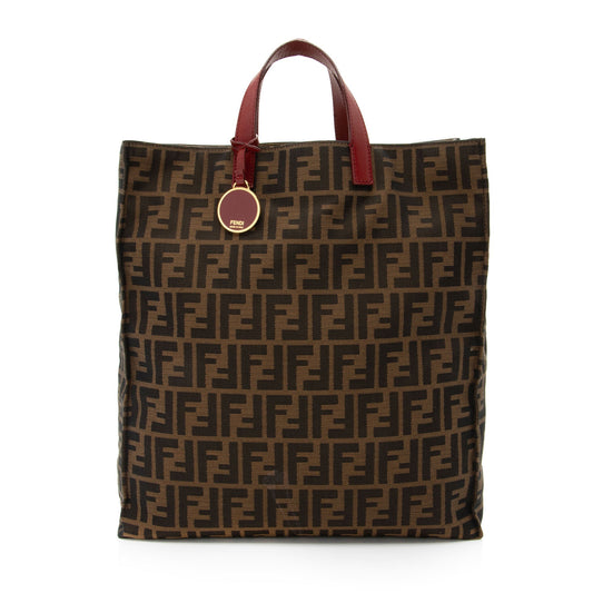 Luxury FendiZucca Tall Shopping Tote (SHF-LDbLnL)